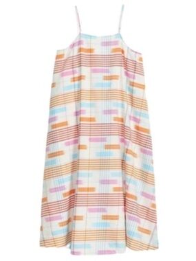 NWOT Lou & Grey madras Aztec Striped plaid Cotten Sleeveless Midi Dress size S/M